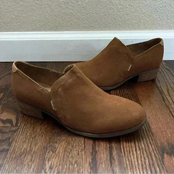 TOMS Women Shaye Brown Suede Low Ankle Loafer Block Heel Bootie 10012472 Size 6 - Picture 14 of 16